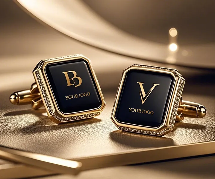 Custom Gold Cufflinks with Logo