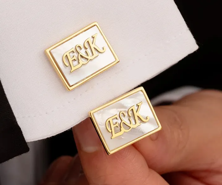 Exquisite Square Initial Logo Cufflinks