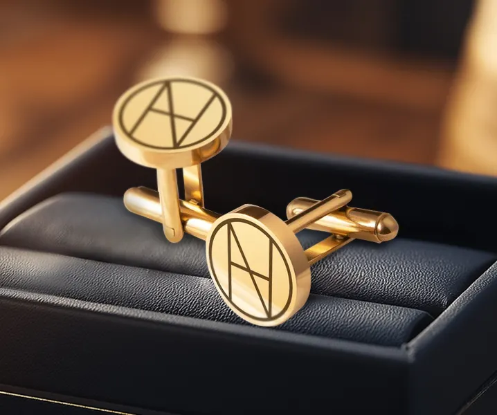 Luxury Gold-Plated Custom Logo Cufflinks