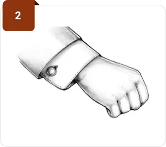 Secure the tail horizontally after threading the cuffs.